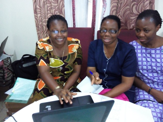 FROM LEFT SRS CALISTER, GETTY AND STELLA ON A GROUP WORK