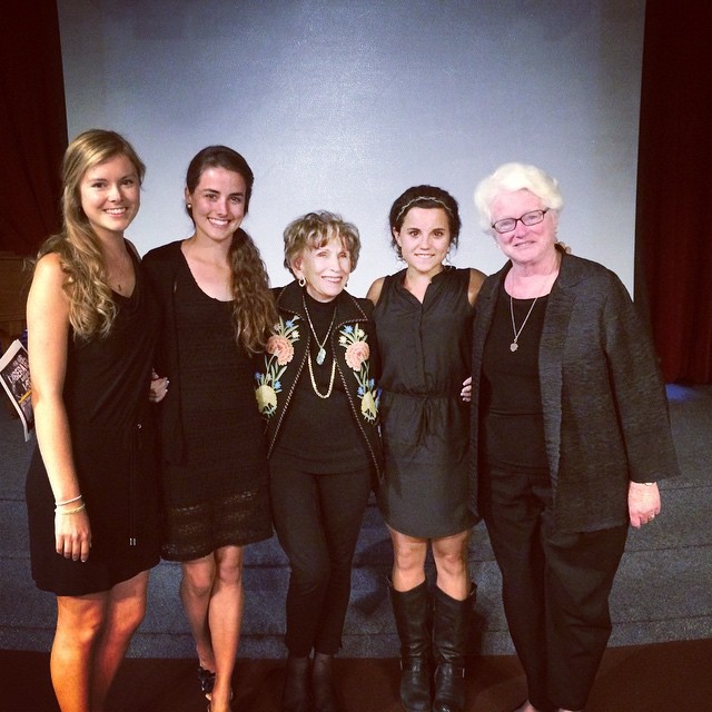 Tobie Tondi (right) with Dr. Edith Eger, Ph.D., Auschwitz survivor and three University of San Diego seniors, Tobie's students, who planned the Yom Ha Shoah program for Holocaust Remembrance Day.